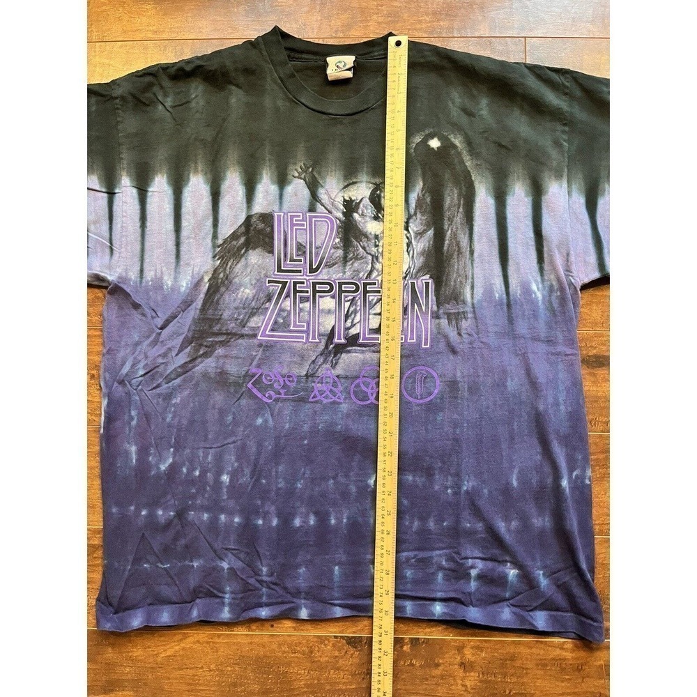 Vtg Liquid Blue Led Zeppelin T-Shirt Single Stitch Tie Dye XXL 90s - Picture 7 of 14
